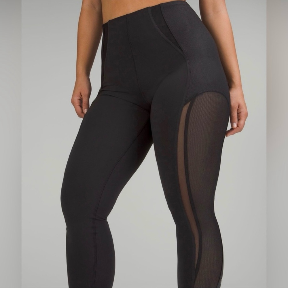 Women's Black Mesh Panel Leggings